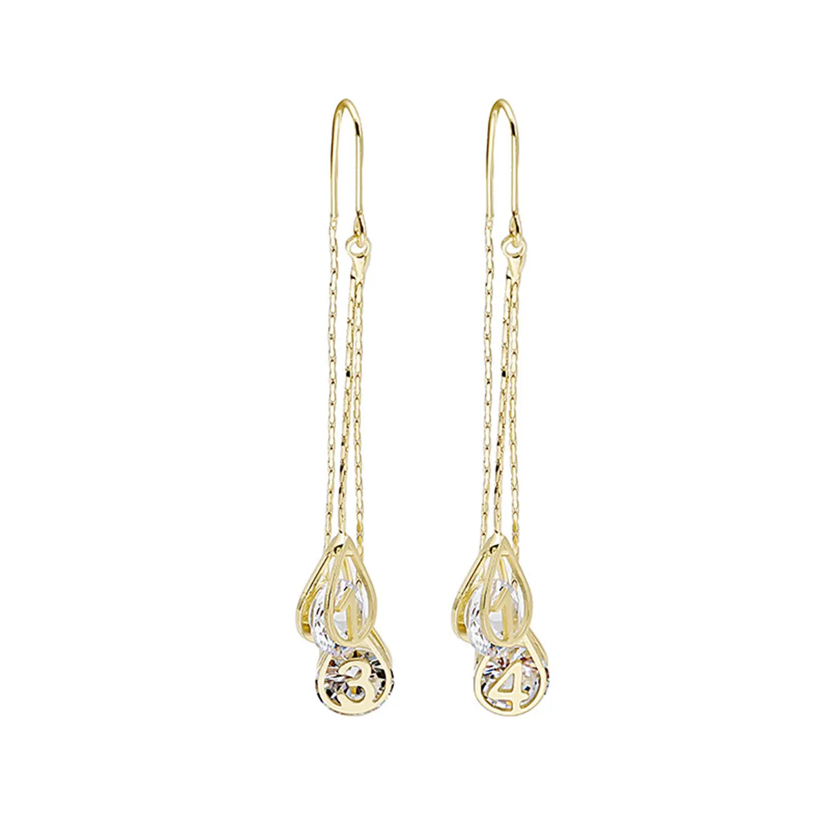 Cubic Zirconia & 18K Gold-Plated '1314' Forever Teardrop Ear Threaders