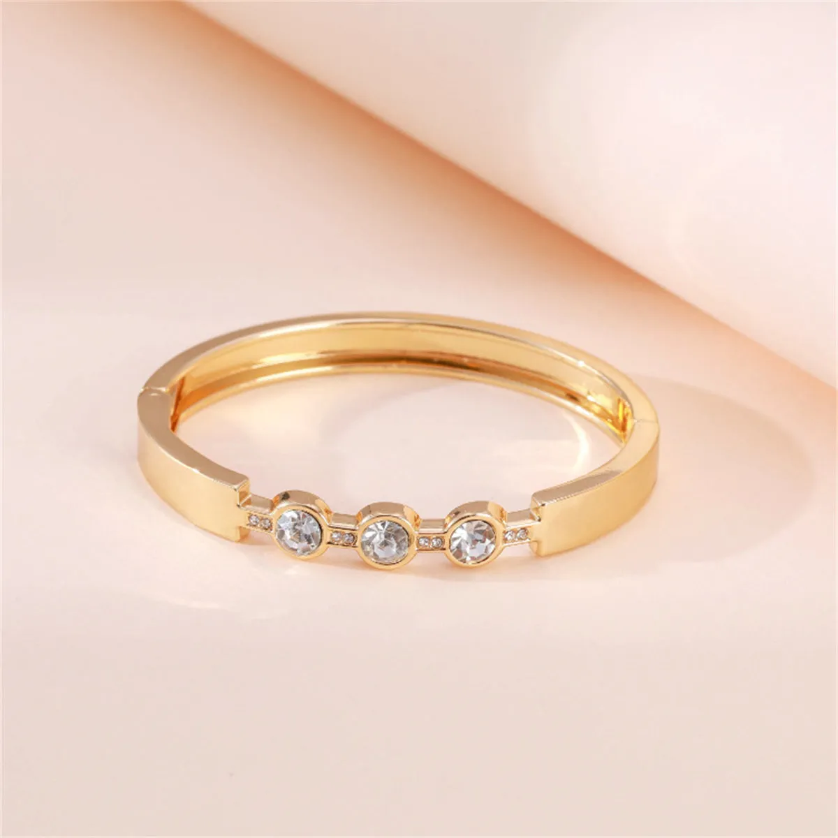 Cubic Zirconia & 18K Gold-Plated Bangle