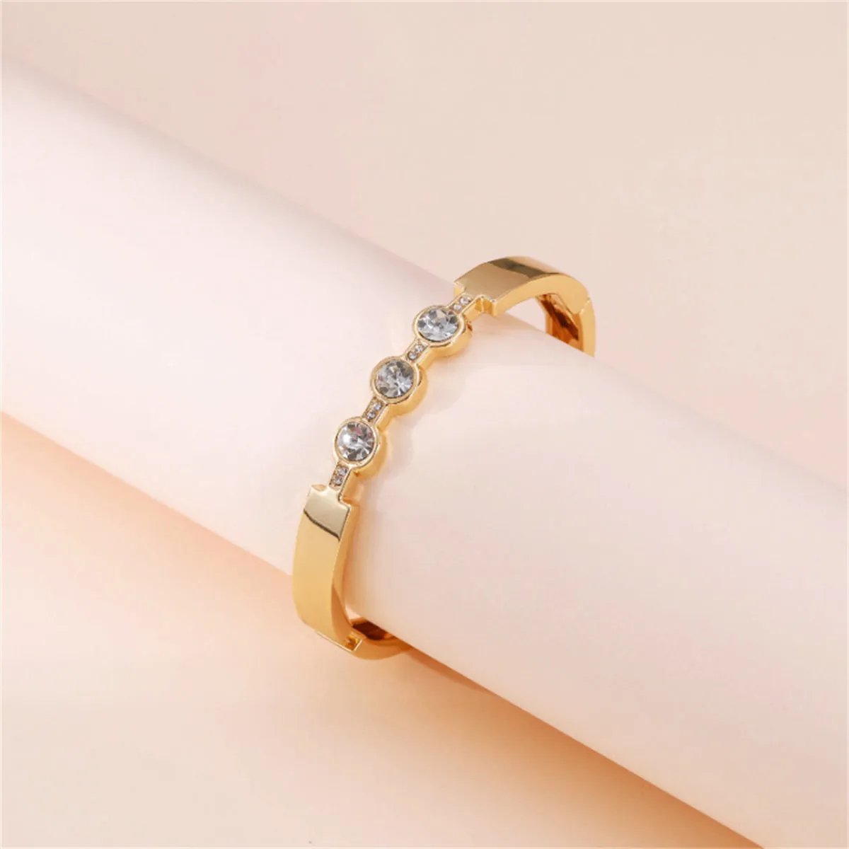 Cubic Zirconia & 18K Gold-Plated Bangle