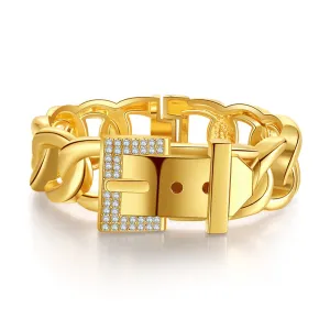 Cubic Zirconia & 18K Gold-Plated Belt Bracelet