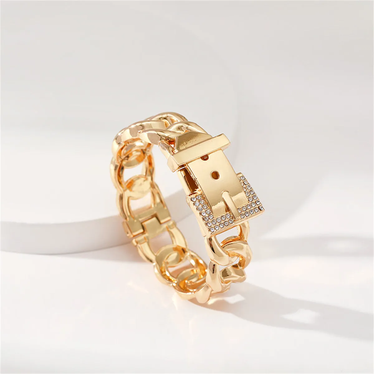 Cubic Zirconia & 18K Gold-Plated Belt Bracelet