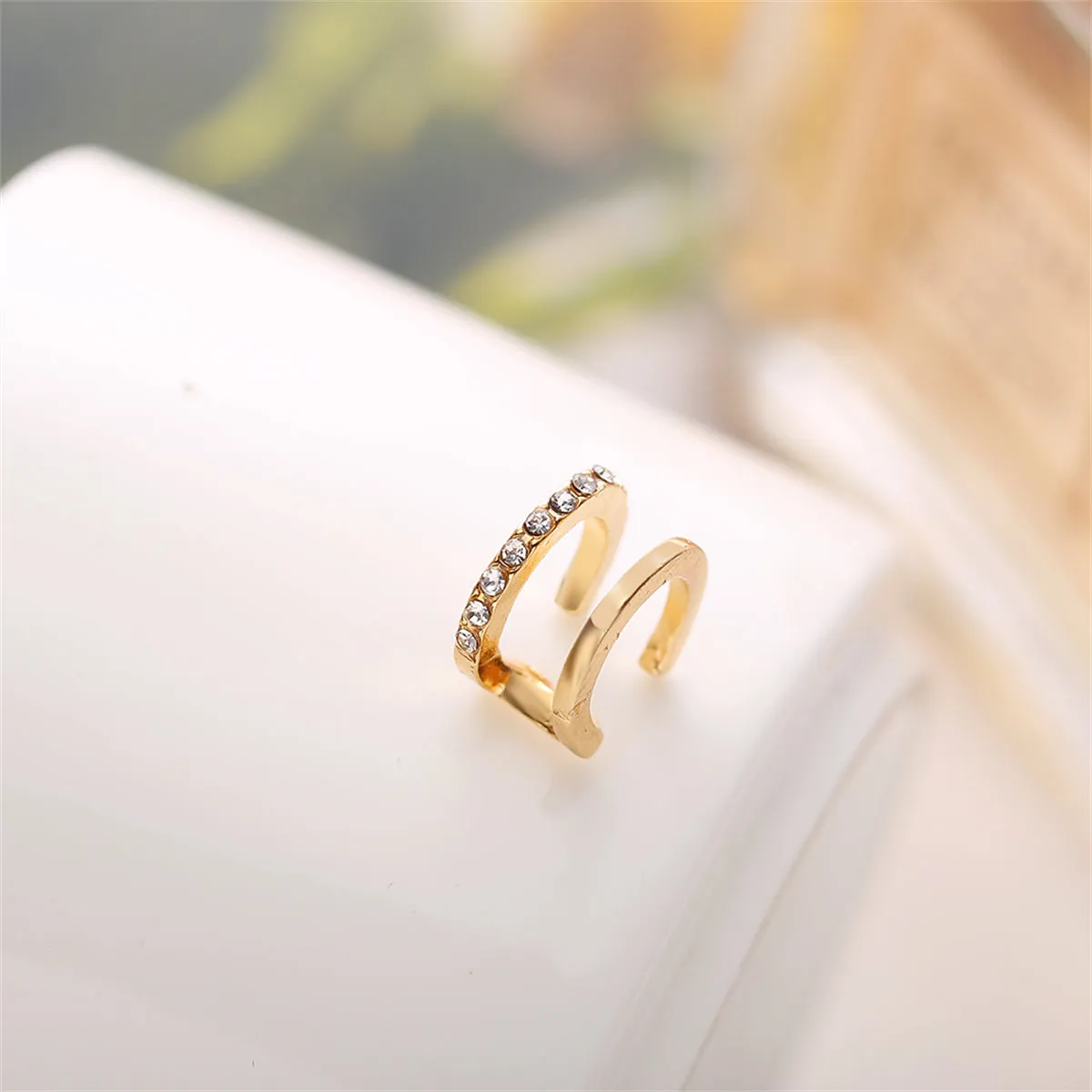 Cubic Zirconia & 18K Gold-Plated Clip-On Ear Cuff