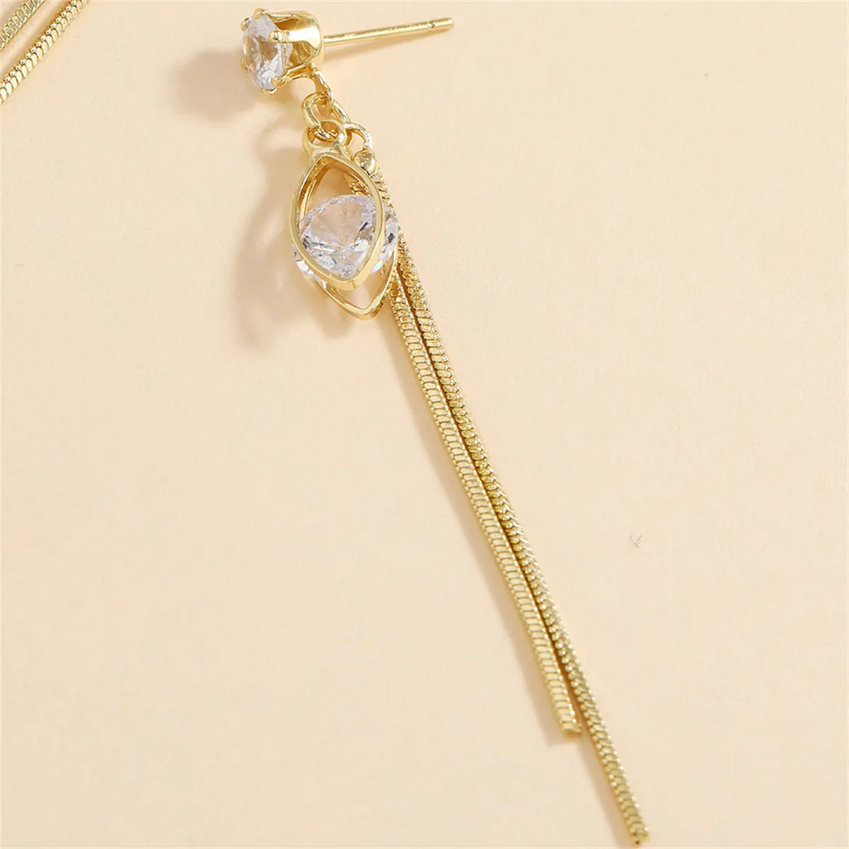 Cubic Zirconia & 18K Gold-Plated Eye Tassel Drop Earrings