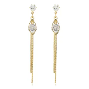 Cubic Zirconia & 18K Gold-Plated Eye Tassel Drop Earrings