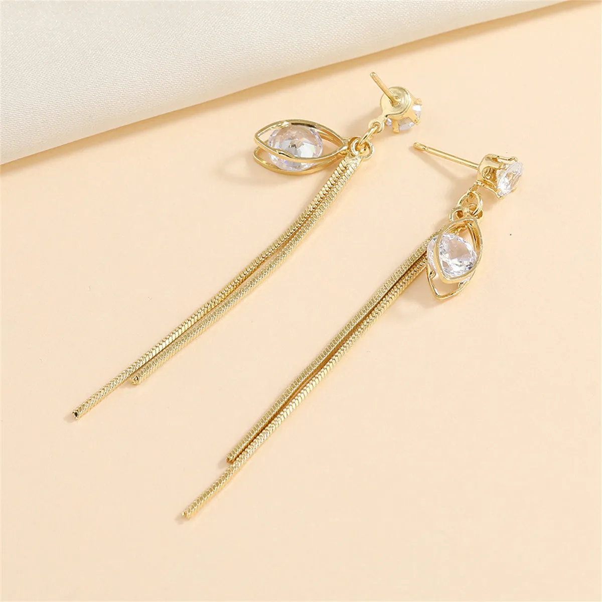 Cubic Zirconia & 18K Gold-Plated Eye Tassel Drop Earrings