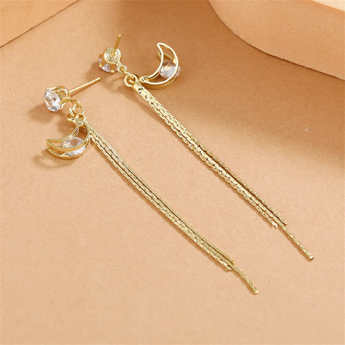Cubic Zirconia & 18K Gold-Plated Eye Tassel Drop Earrings
