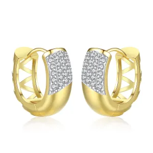Cubic Zirconia & 18K Gold-Plated Huggie Earrings