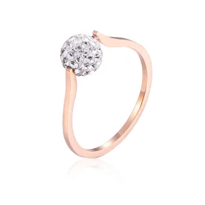 Cubic Zirconia & 18K Rose Gold-Plated Ball Ring