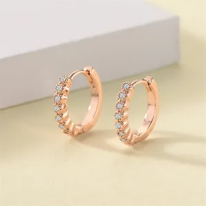 Cubic Zirconia & 18K Rose Gold-Plated Bezel Huggie Earrings