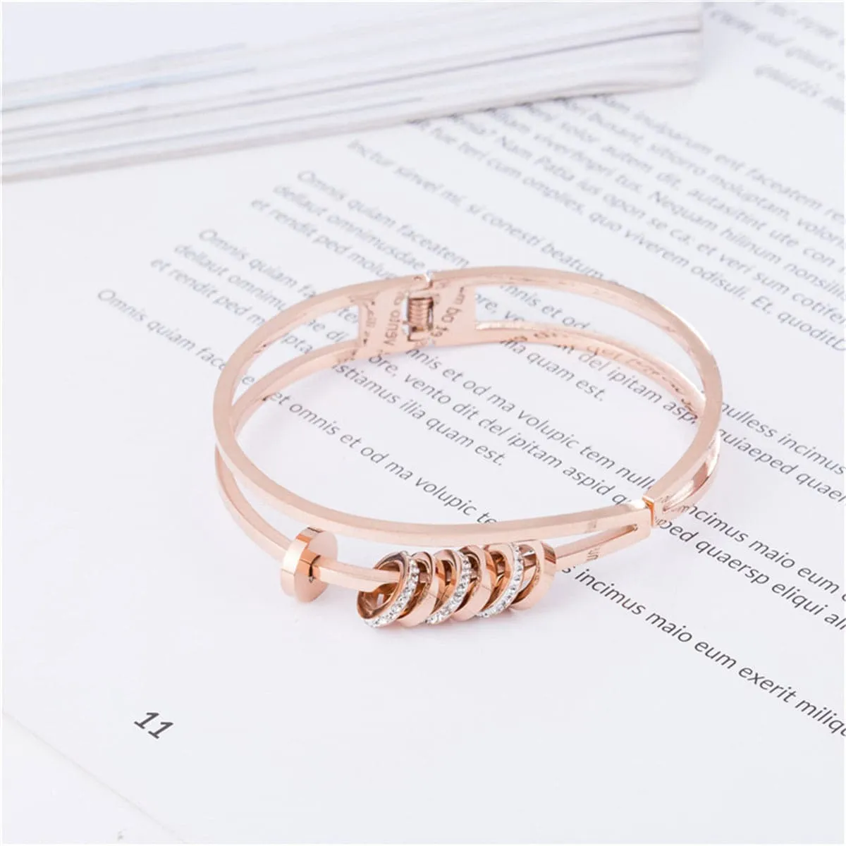 Cubic Zirconia & 18K Rose Gold-Plated Coil Bangle