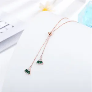 Cubic Zirconia & 18K Rose Gold-Plated Fan Pendant Necklace