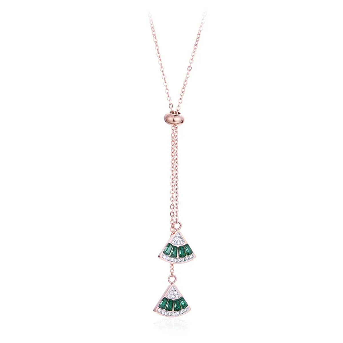 Cubic Zirconia & 18K Rose Gold-Plated Fan Pendant Necklace