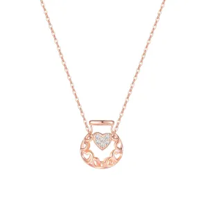 Cubic Zirconia & 18K Rose Gold-Plated Heart Bottle Pendant Necklace