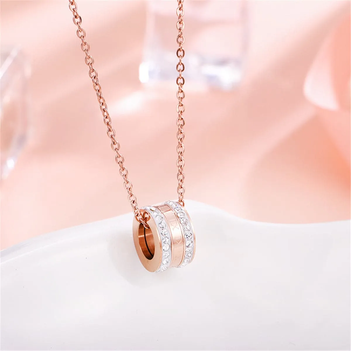 Cubic Zirconia & 18K Rose-Gold Plated Numeral Pendant Necklace