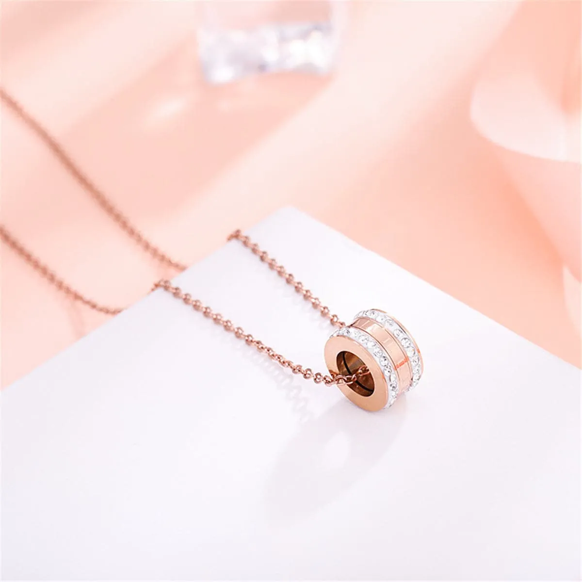 Cubic Zirconia & 18K Rose-Gold Plated Numeral Pendant Necklace