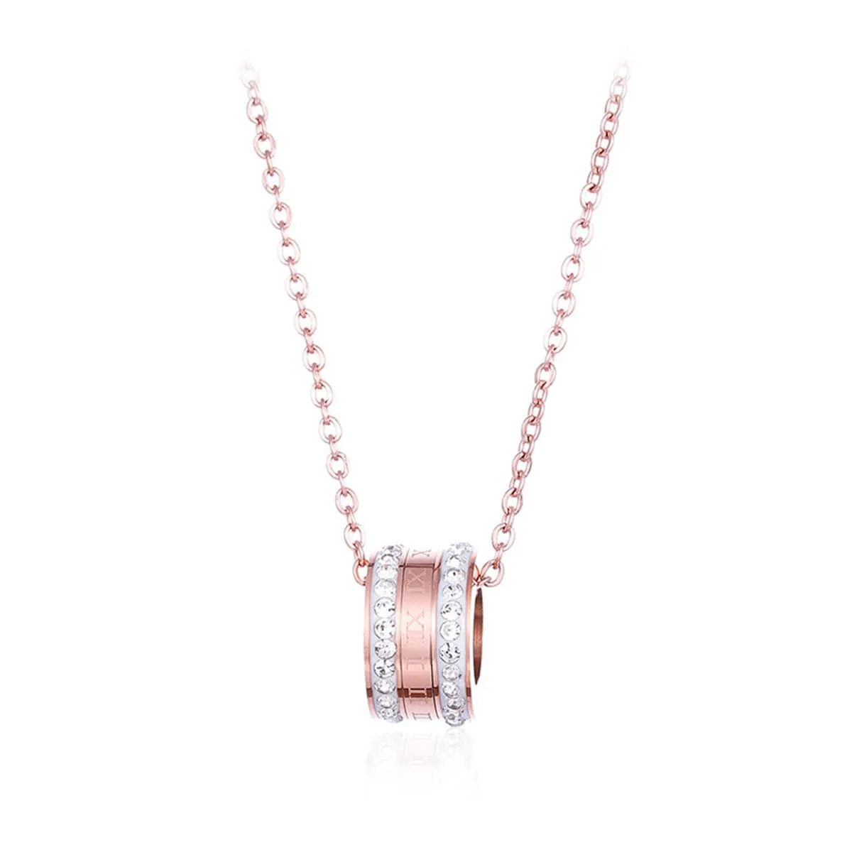 Cubic Zirconia & 18K Rose-Gold Plated Numeral Pendant Necklace