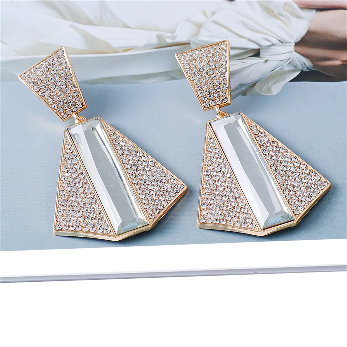 Cubic Zirconia & Baguette Crystal Drop Earrings