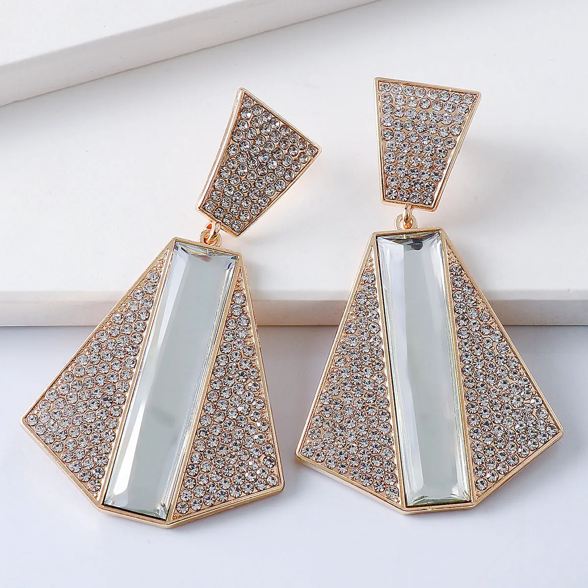 Cubic Zirconia & Baguette Crystal Drop Earrings