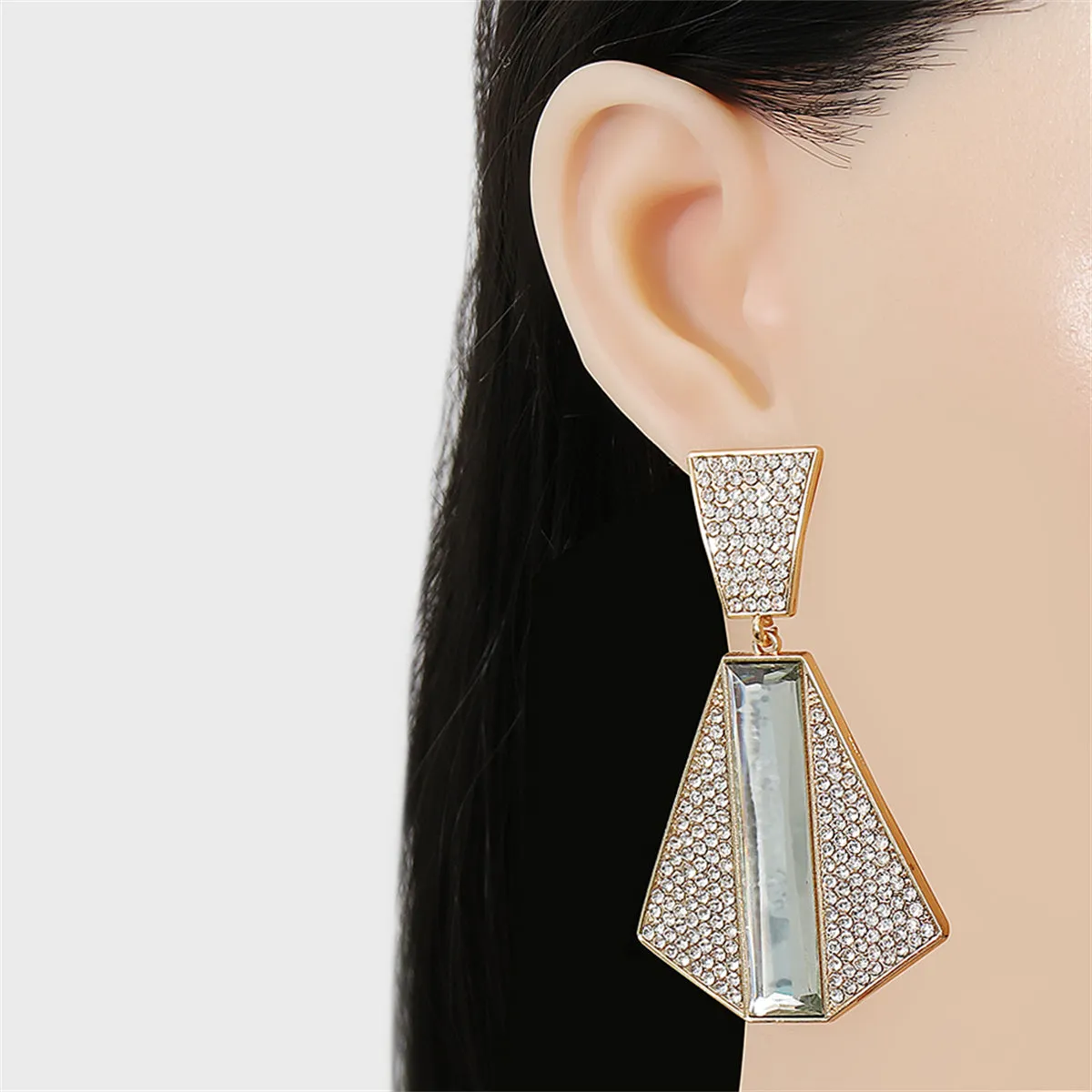 Cubic Zirconia & Baguette Crystal Drop Earrings