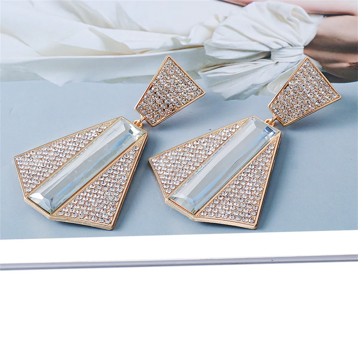 Cubic Zirconia & Baguette Crystal Drop Earrings