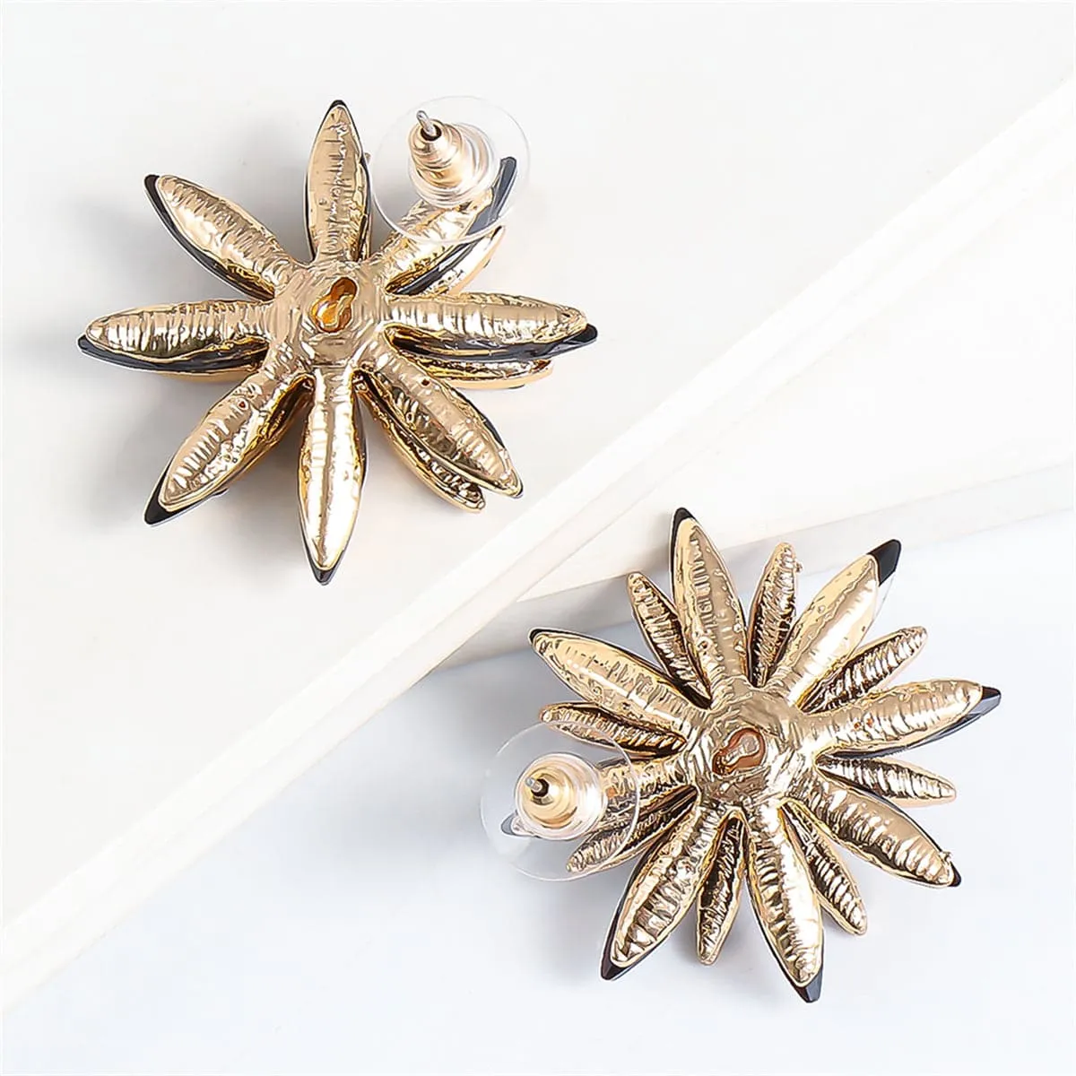 Cubic Zirconia & Crystal 18K Gold-Plated Floral Stud Earrings