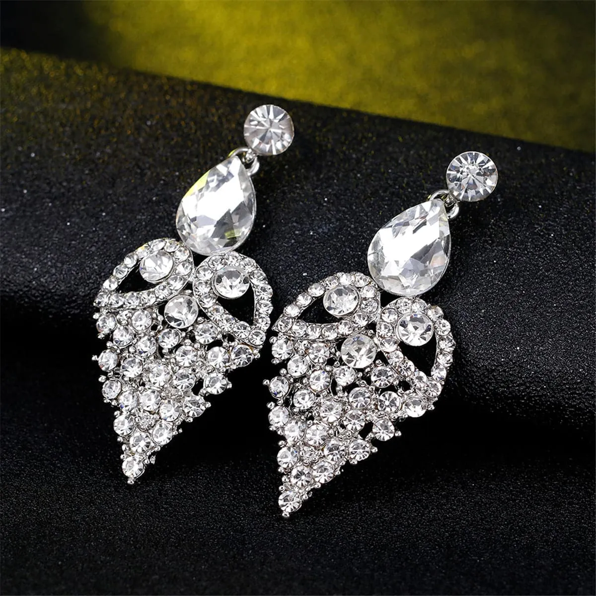 Cubic Zirconia & Crystal Openwork Heart Pear-Cut Drop Earrings