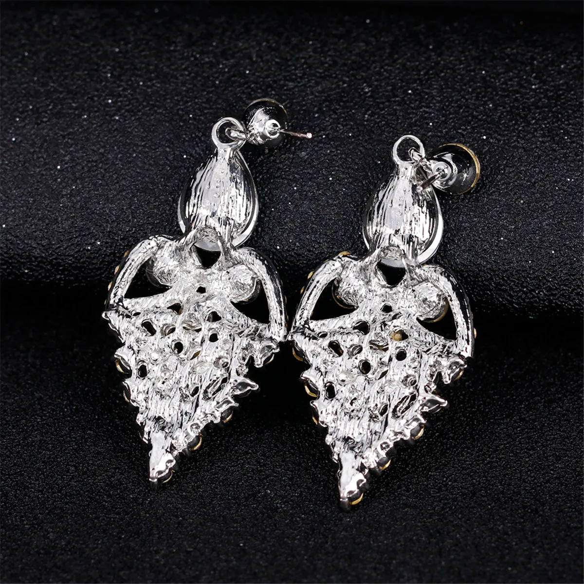 Cubic Zirconia & Crystal Openwork Heart Pear-Cut Drop Earrings