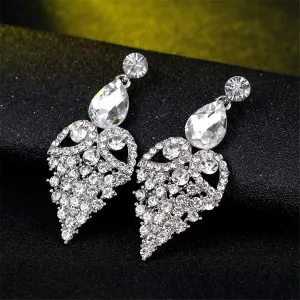 Cubic Zirconia & Crystal Openwork Heart Pear-Cut Drop Earrings