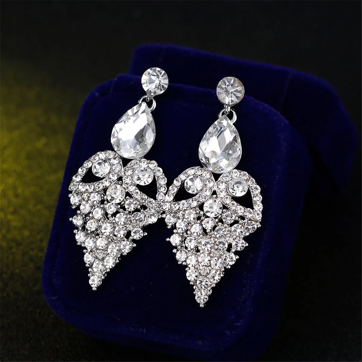 Cubic Zirconia & Crystal Openwork Heart Pear-Cut Drop Earrings