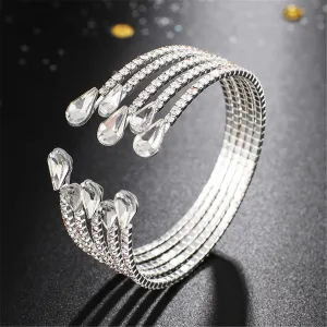 Cubic Zirconia & Crystal Teardrop Layered Cuff