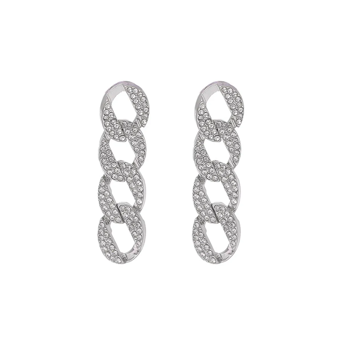 Cubic Zirconia & Silver-Plated Cable Chain Drop Earrings