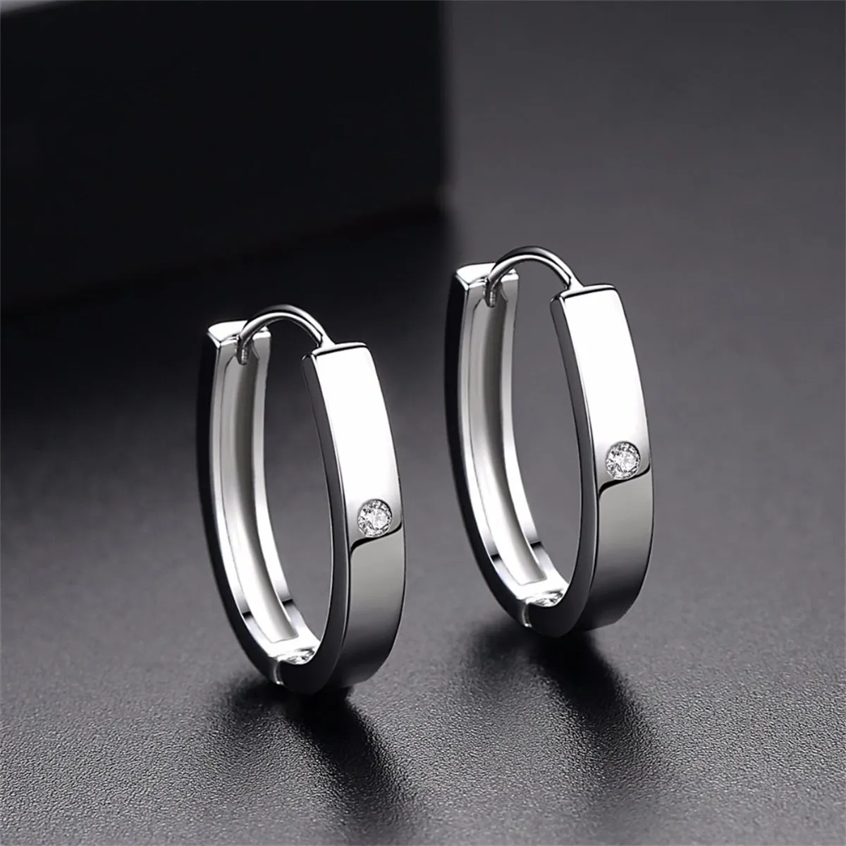 Cubic Zirconia & Silver-Plated Hoop Earrings