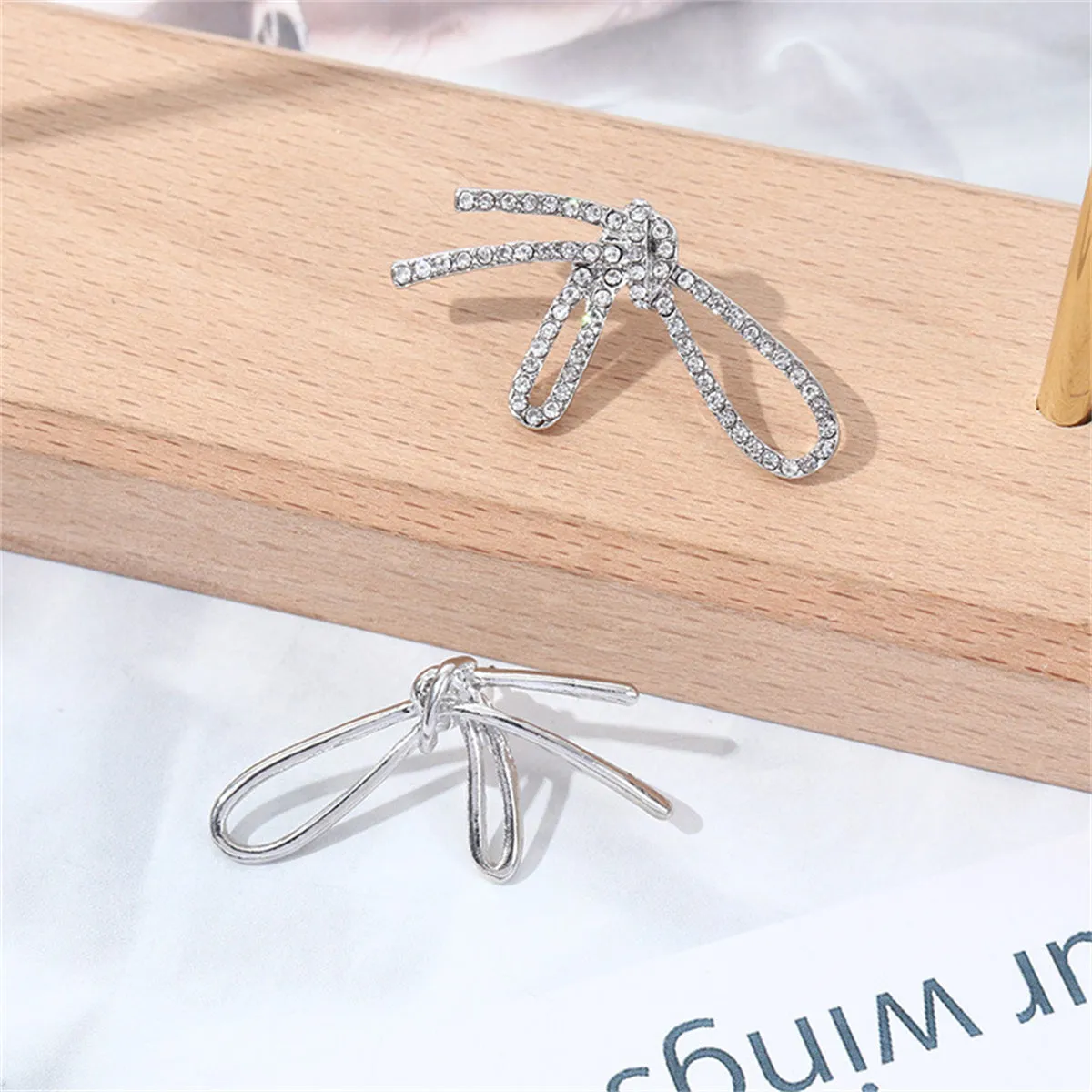 Cubic Zirconia & Silver-Plated Knot Stud Earrings