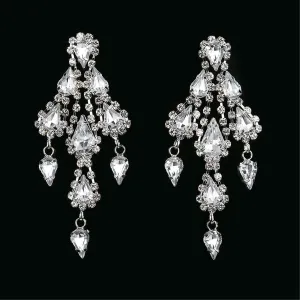 Cubic Zirconia & Silver-Plated Tiered Tassel Drop Earrings