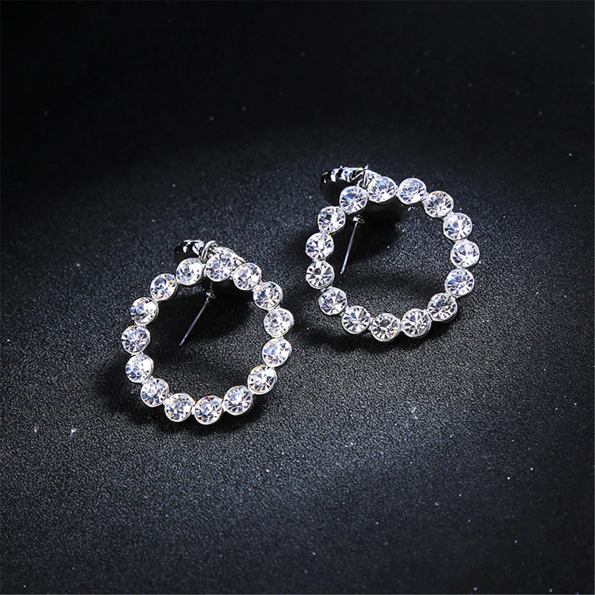 Cubic Zirconia Round Cut Bezel Dangle Hoop Drop Earrings