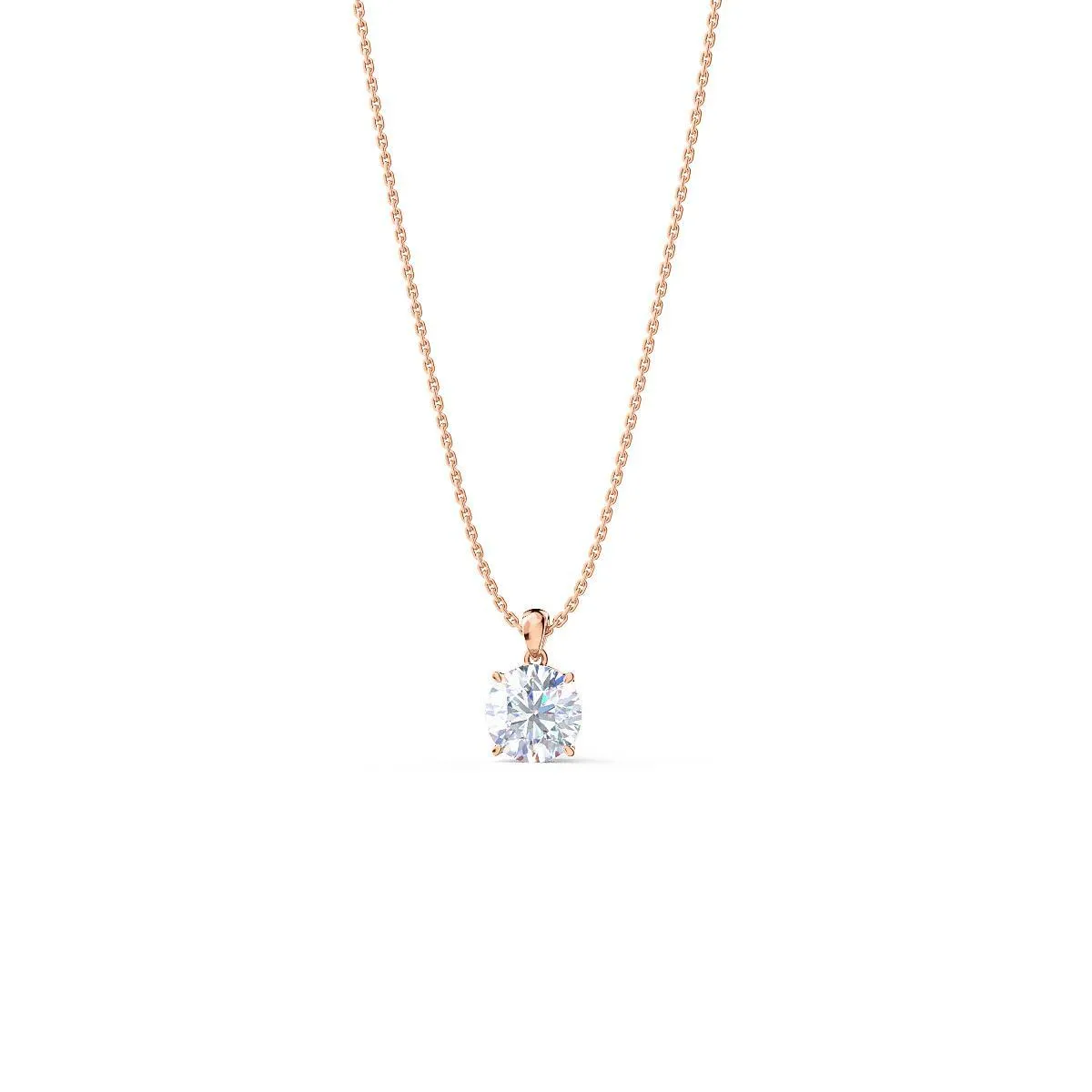 Custom 1 Carat Round Brilliant Diamond Pendant Necklace