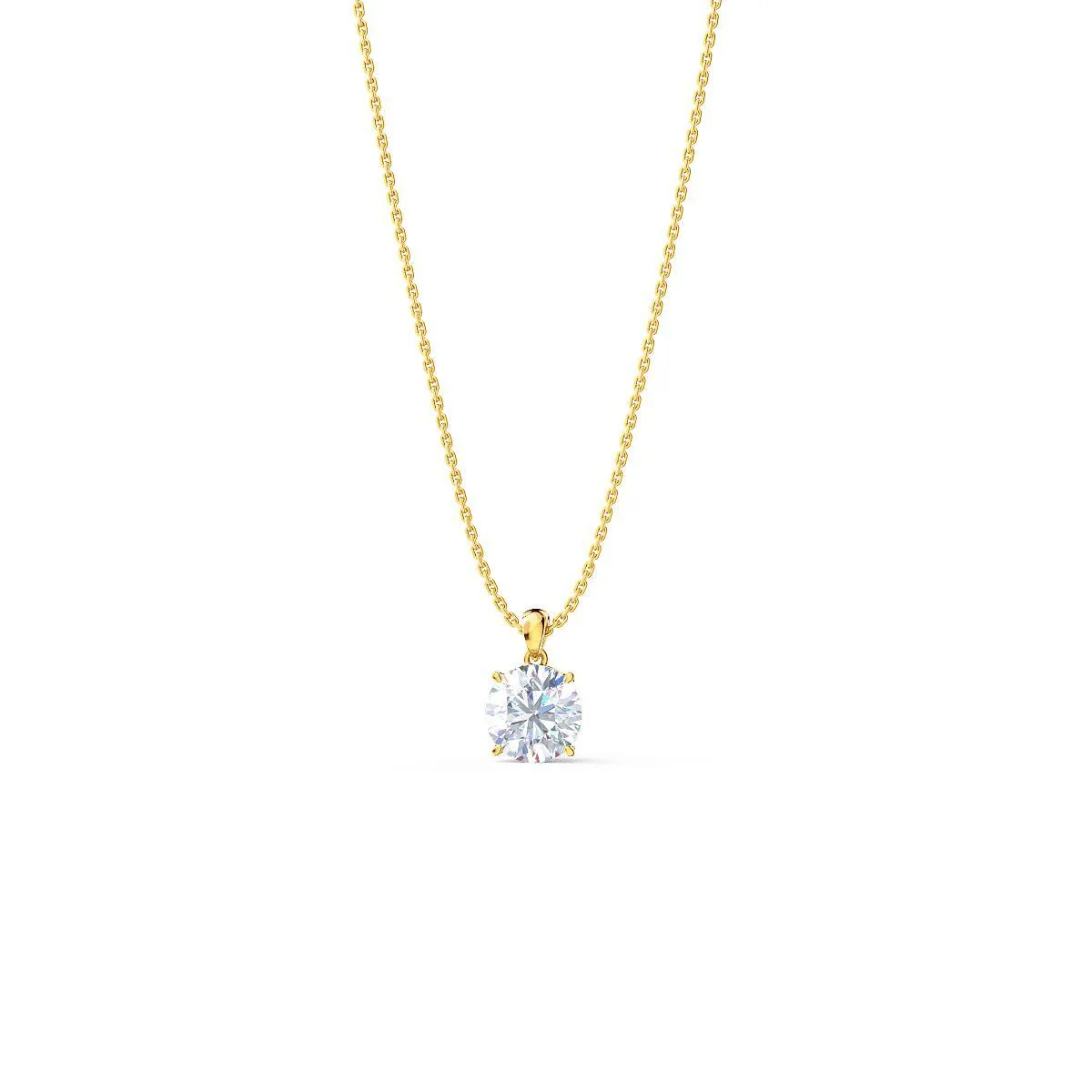 Custom 1 Carat Round Brilliant Diamond Pendant Necklace