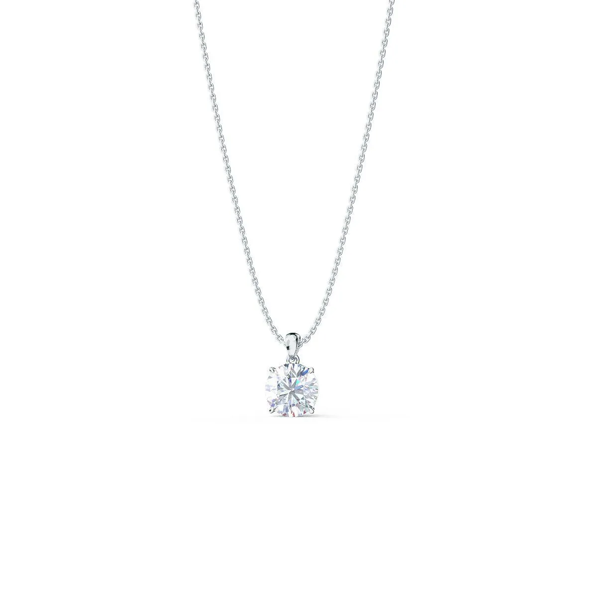 Custom 1 Carat Round Brilliant Diamond Pendant Necklace