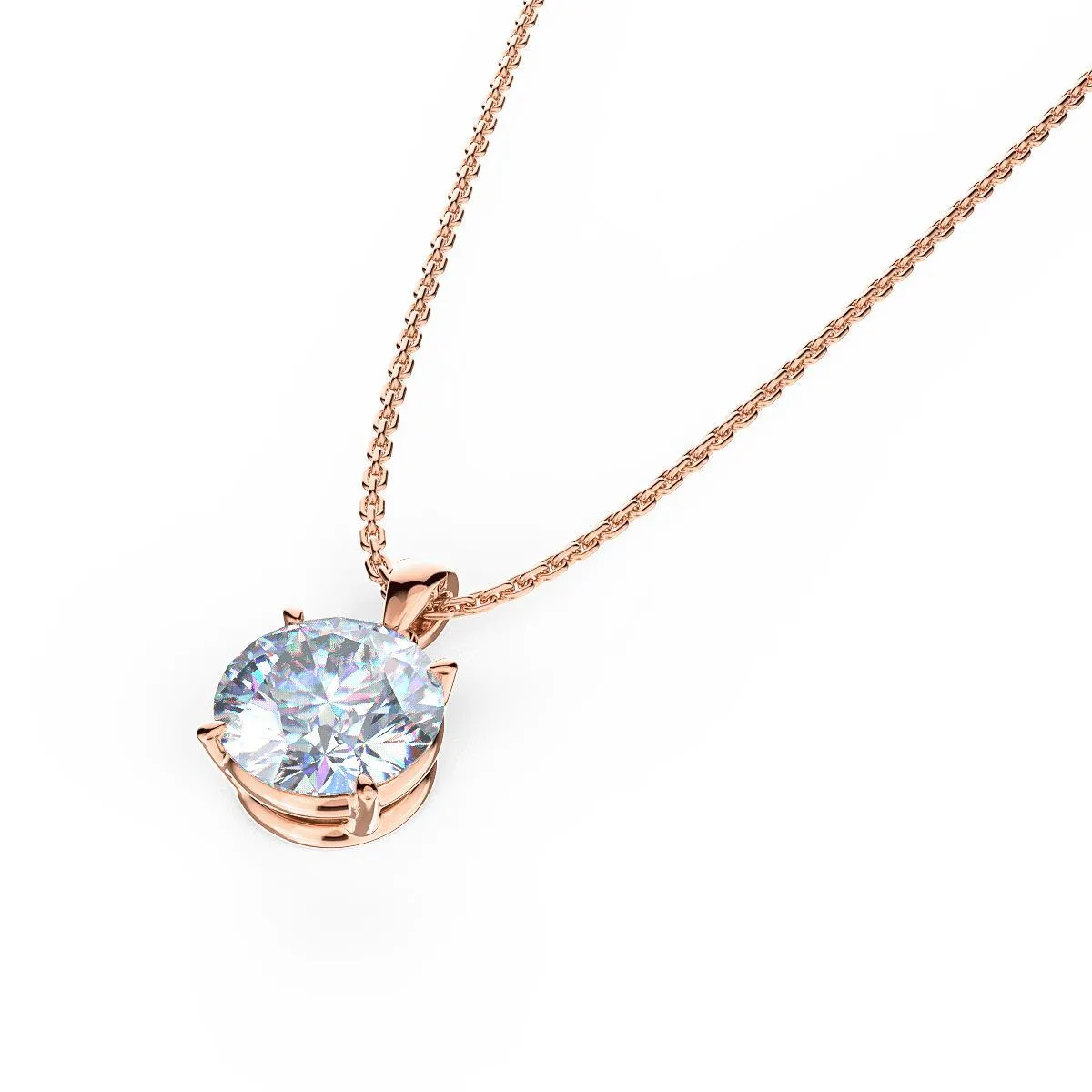 Custom 1 Carat Round Brilliant Diamond Pendant Necklace