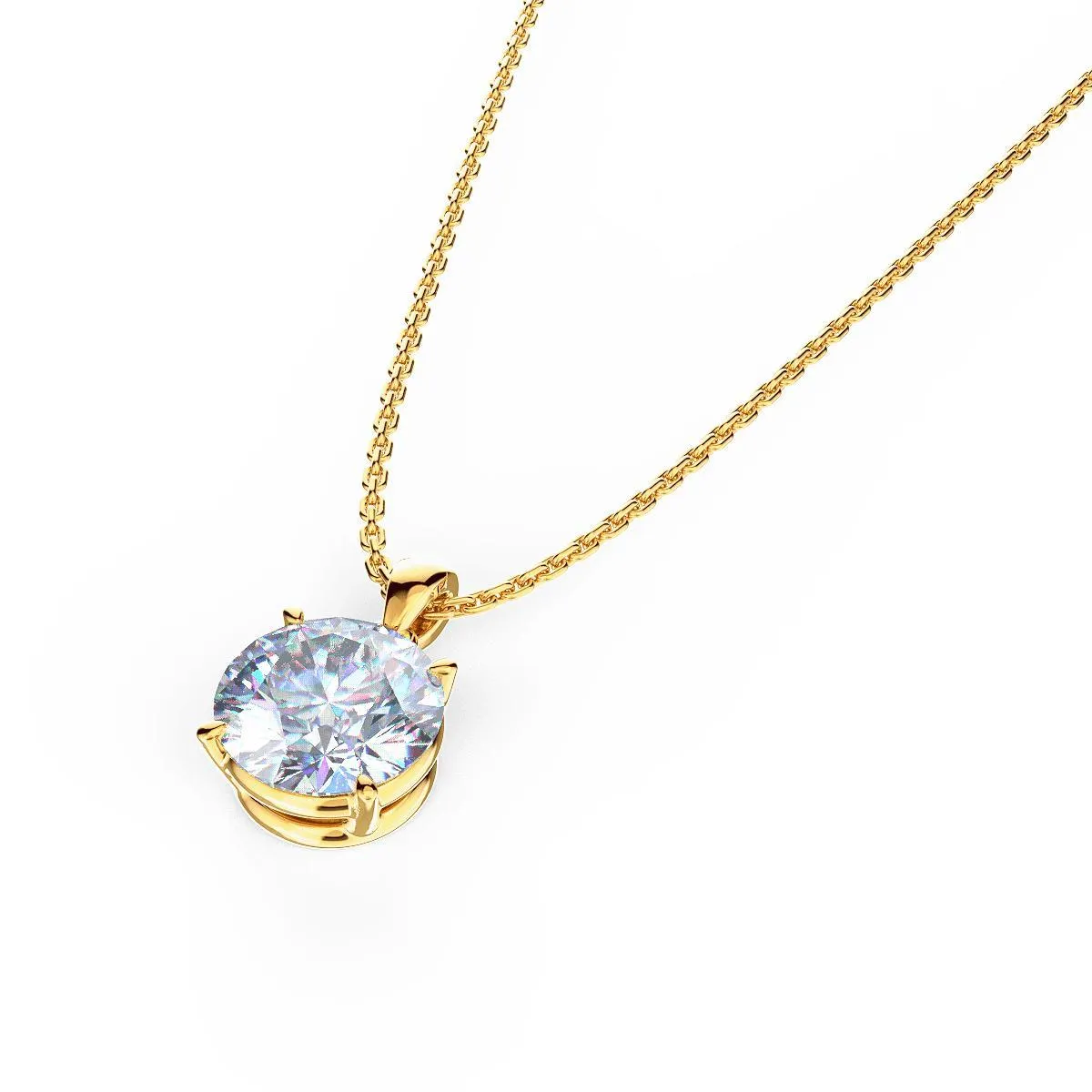 Custom 1 Carat Round Brilliant Diamond Pendant Necklace