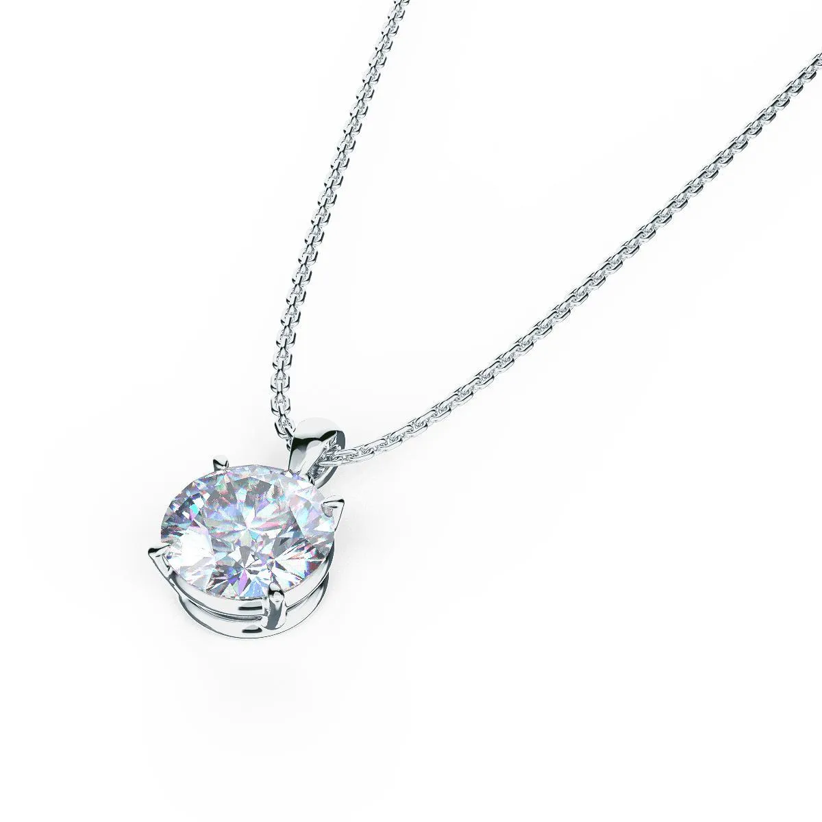 Custom 1 Carat Round Brilliant Diamond Pendant Necklace