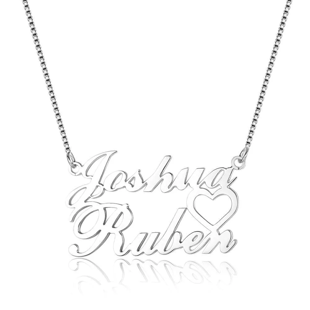 Custom 2 Name Women's Heart Necklace