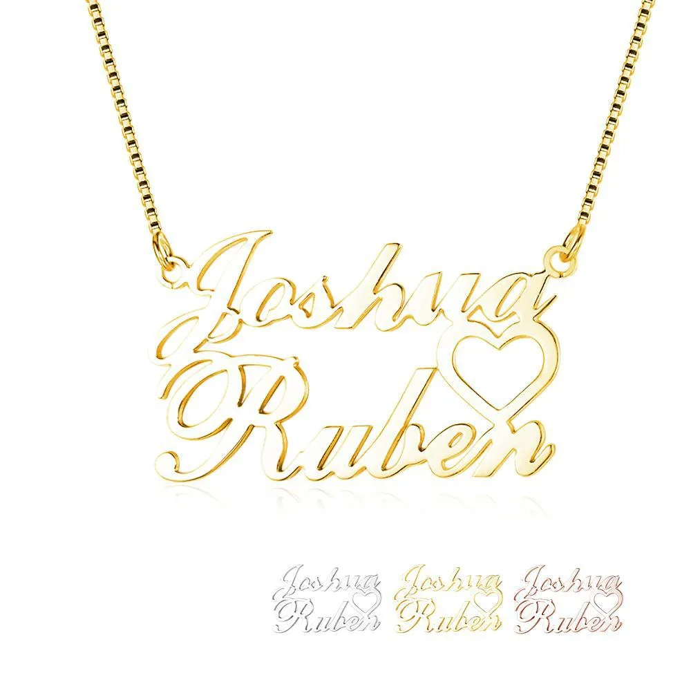 Custom 2 Name Women's Heart Necklace