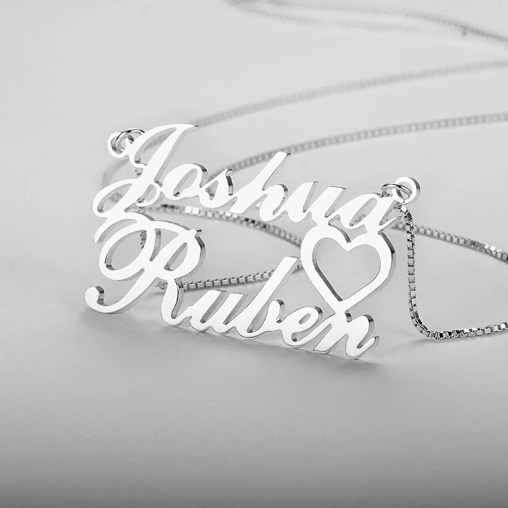 Custom 2 Name Women's Heart Necklace