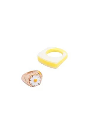 DAISY, RESIN COLOR BLOCK 2 RING SET