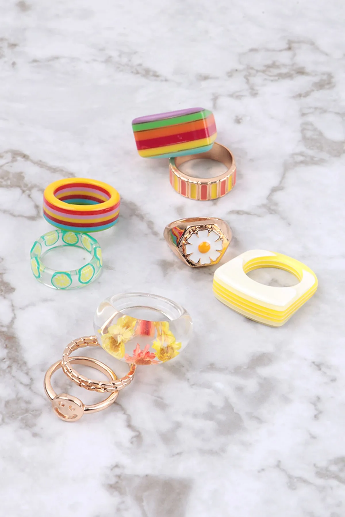 DAISY, RESIN COLOR BLOCK 2 RING SET