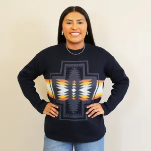 Dark Blue Harding Graphic Cotton Sweater