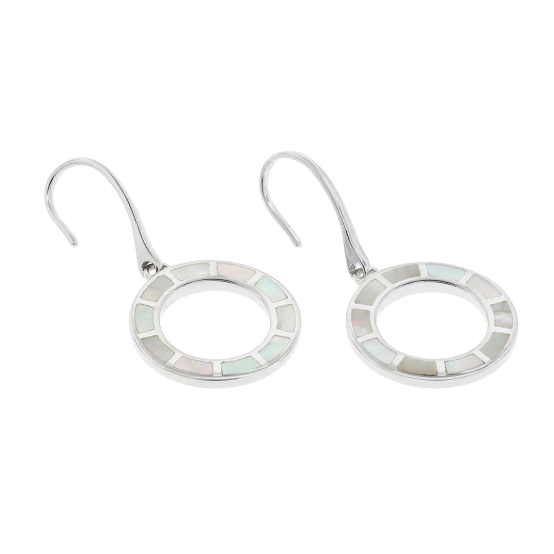 Dash Loop Circle Drop Gemstone Sterling Silver Earrings