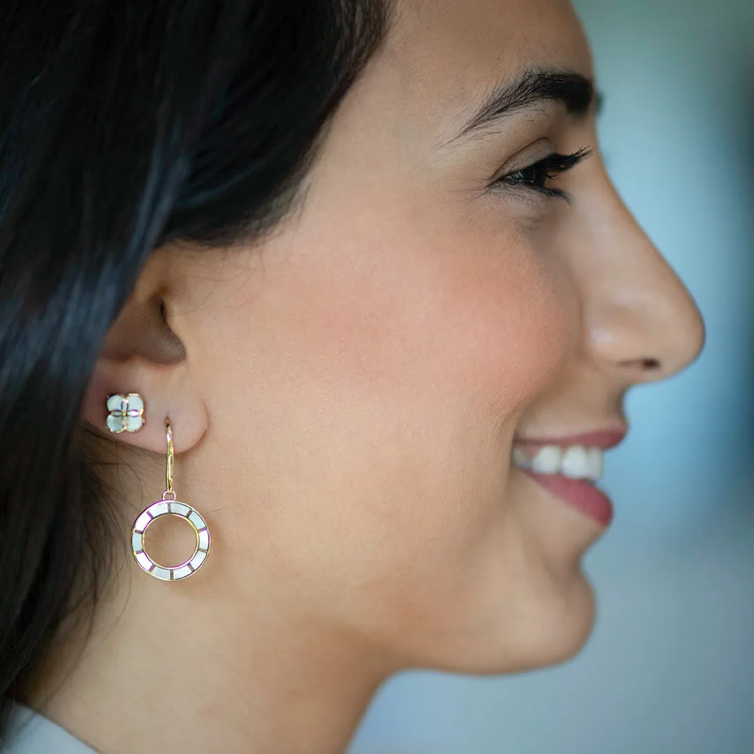 Dash Loop Circle Drop Gemstone Sterling Silver Earrings