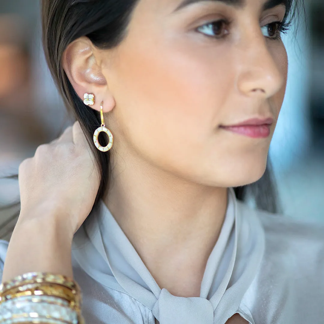 Dash Loop Circle Drop Gemstone Sterling Silver Earrings